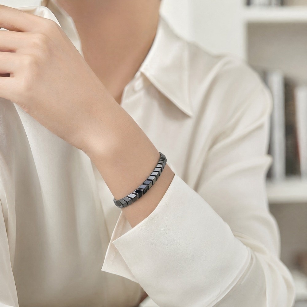 Elegant Black Gallstone Bracel - đánh giá và giá Ceramic Link Bracelet