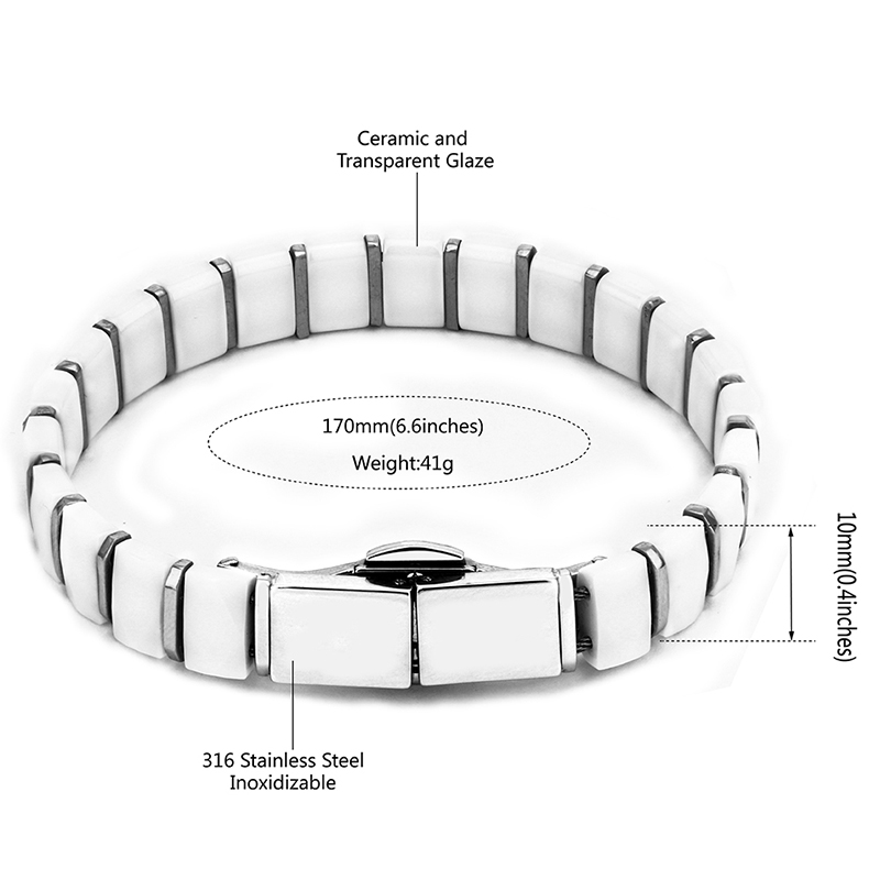 White Black Men Health Bracele - đánh giá và giá Ceramic Link Bracelet