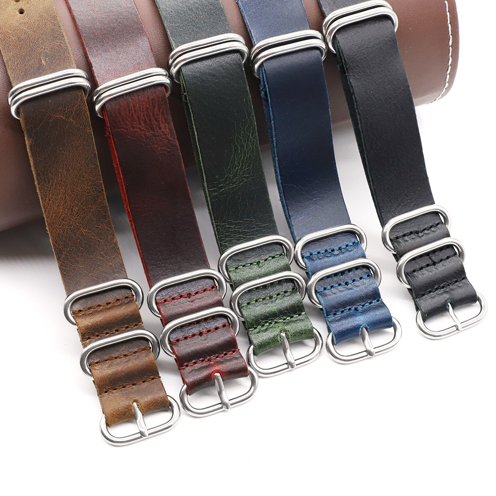 Genuine Leather Watch Band 18m - đánh giá và giá Nylon Nato Strap