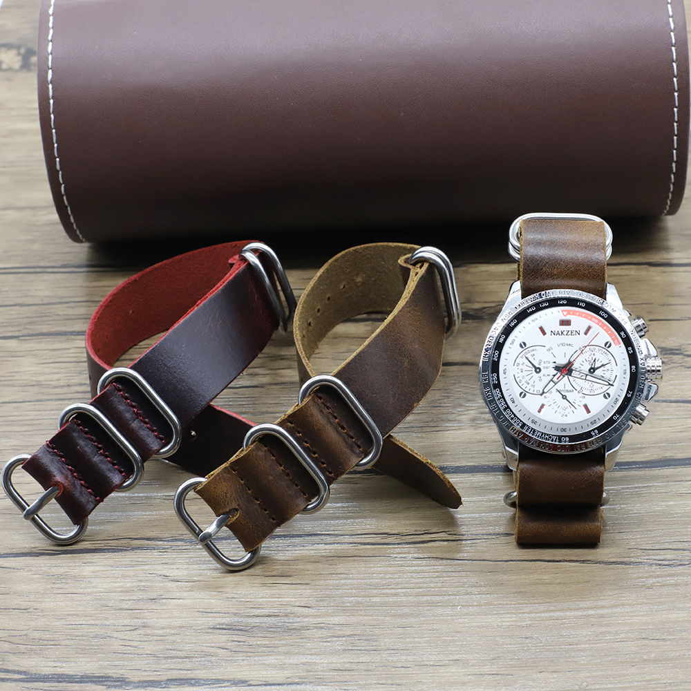 Genuine Leather Watch Band 18m - đánh giá và giá Nylon Nato Strap