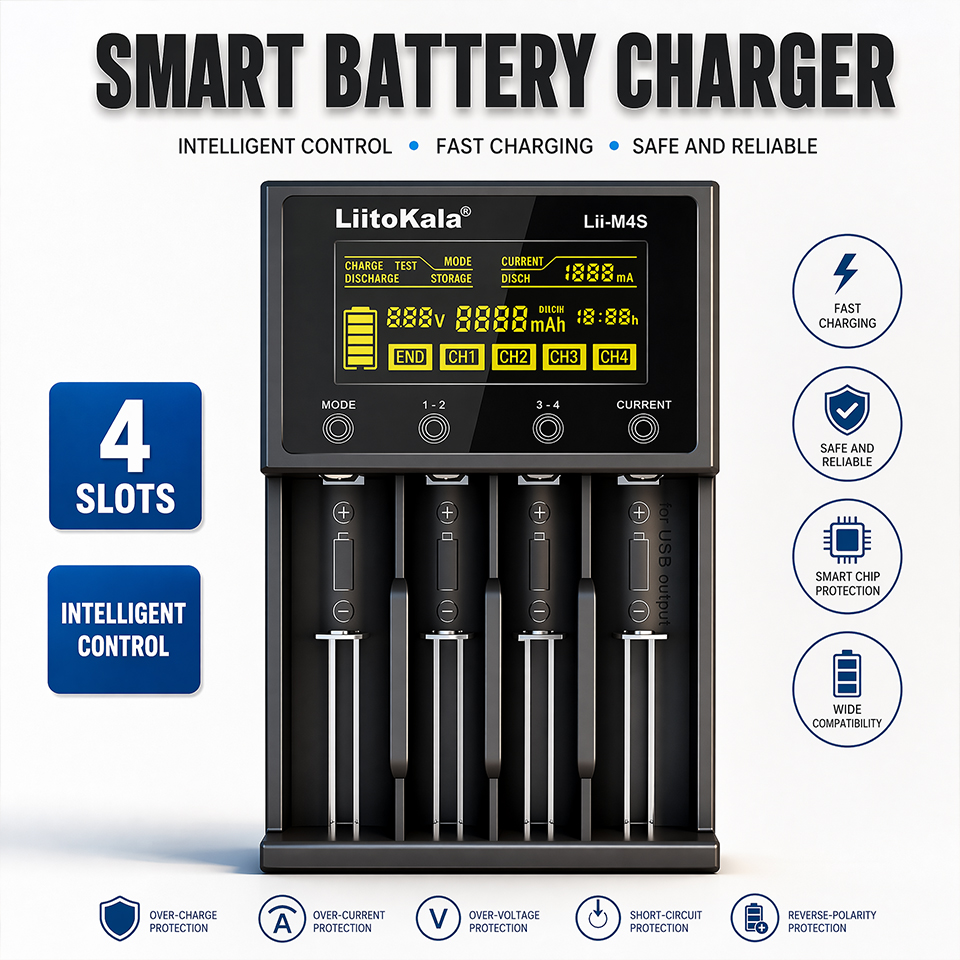 Lii-M4S Smart Touch 4-Slot Bat - đánh giá và giá Smart Accessories