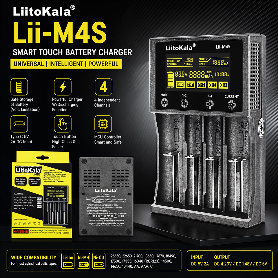 Lii-M4S Smart Touch 4-Slot Bat - đánh giá và giá Smart Accessories