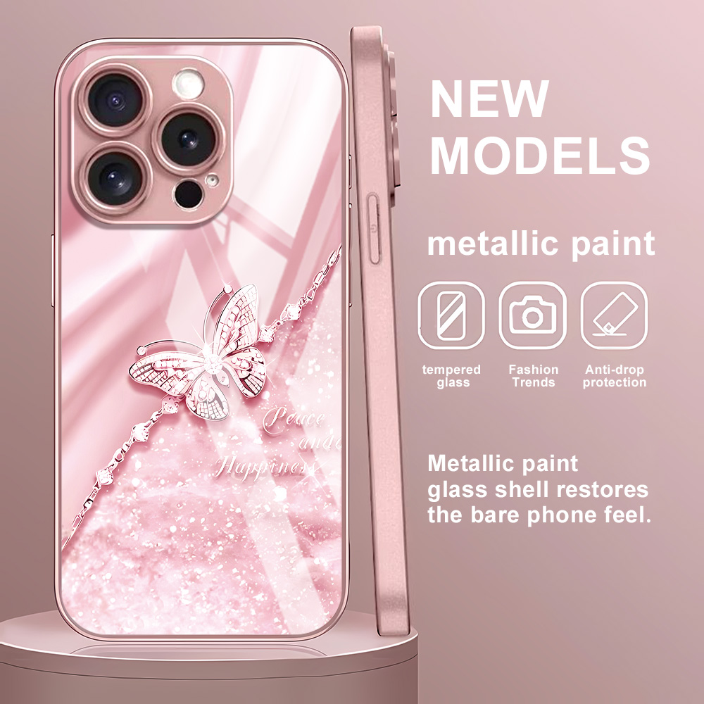 Pink Butterfly Tempered Glass  - đánh giá và giá Screen Protector Film