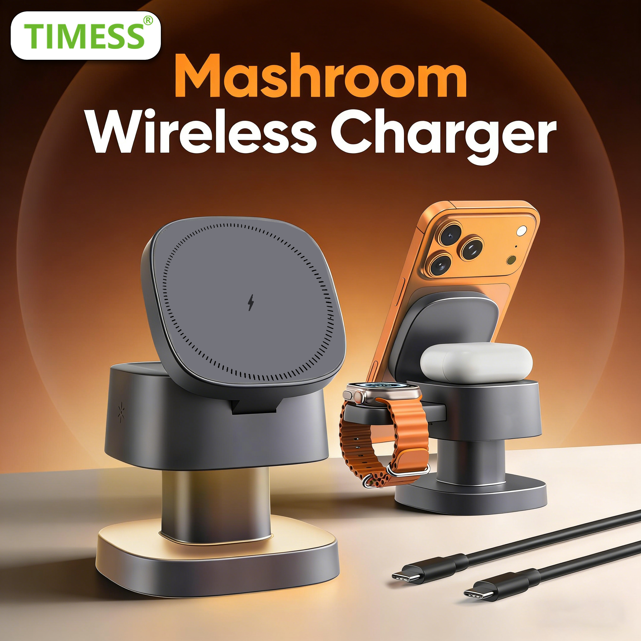 TIMESS Night Light Mashroom Wi - đánh giá và giá Wireless Charger Watch
